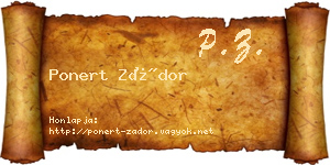 Ponert Zádor névjegykártya